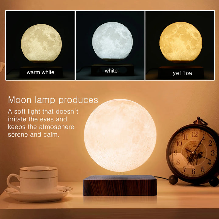 Levitating Moon Table Lamp, Magnetic Floating Night Light With 3 Lighting Modes, 3D Bedside Table Lamp. FREE SHIPPING!