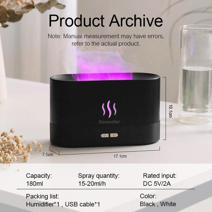 Aroma Diffuser Air, Humidifier Ultrasonic, Cool Mist Maker Fogger Led Essential, Oil Flame Lamp Difusor.