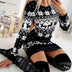 Christmas Chic: Stylish Snowflake & Elk Print Mini Dress for Festive Elegance - FREE SHIPPING