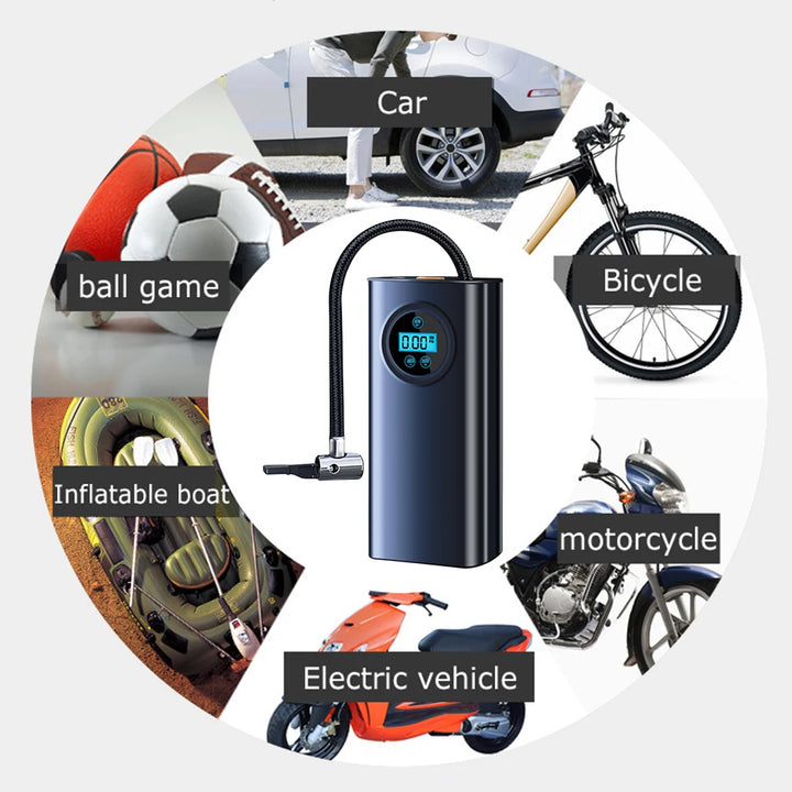 Mini Wireless Rechargeable Air Pump – Portable Digital Compressor for Cars, Motorcycles, Bikes, and Balls - FREE SHIPPING!