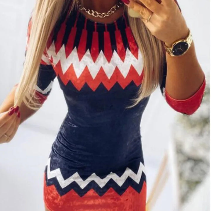 Christmas Chic: Stylish Snowflake & Elk Print Mini Dress for Festive Elegance - FREE SHIPPING