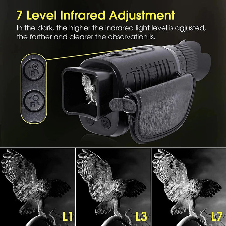 1080P HD Night Vision Monocular – Infrared Camera with 5X Digital Zoom for Hunting and Outdoor Exploration in Full Darkness - FREE SHIPPING!