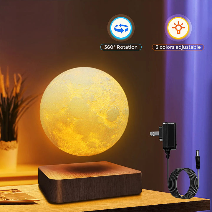 Levitating Moon Table Lamp, Magnetic Floating Night Light With 3 Lighting Modes, 3D Bedside Table Lamp. FREE SHIPPING!
